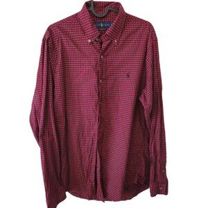 Ralph Lauren Red Navy Gingham Button-Up Shirt Men’s Medium